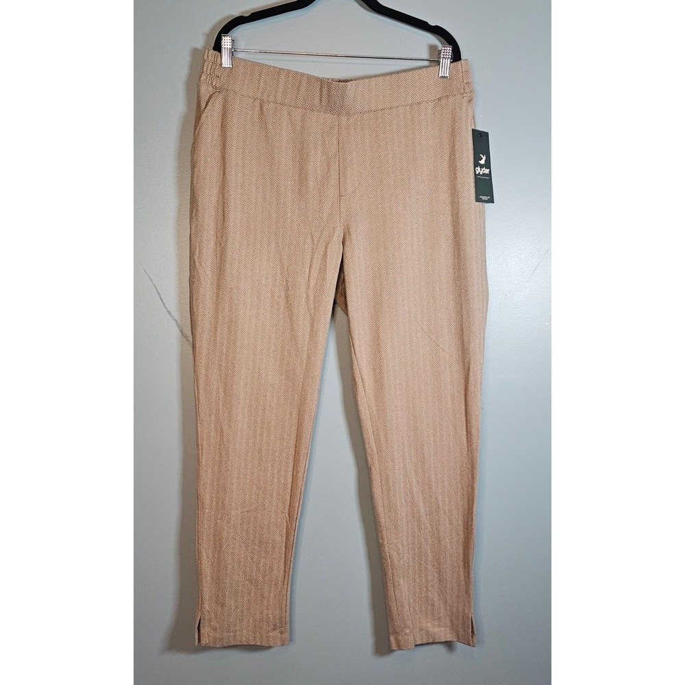 206.  Glyder Women's HB On The Go Ankle Pant Herringbone Mocha Size XL NWT - Picture 2 of 7